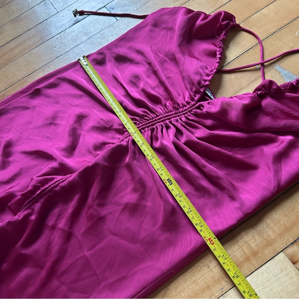 Intimately Free People Sz XL Nothing Better Pink Raspberry Midi Satin Slip Dress - Picture 9 of 16